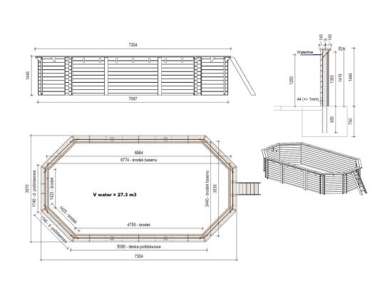 Vente Unique Piscine En Bois Nemo 7 3x3 97 - H.1 45 M - Avec Filtration - BAS7305OSPI - ALTANKA
