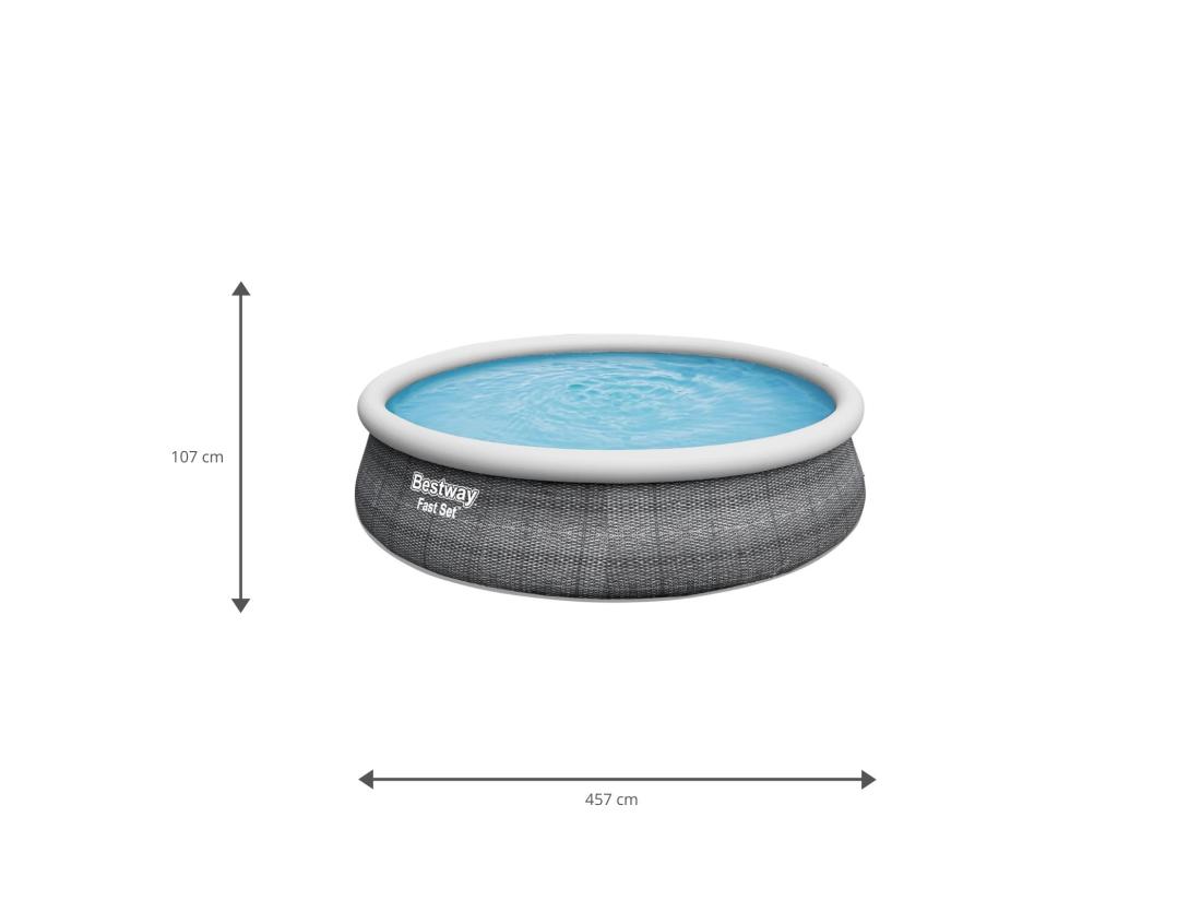 Vente Unique Piscine Gonflable Fast Set Bestway Imitation Rotin 457x107 Cm Épurateur à Cartouche De 2 006 L/H Échelle