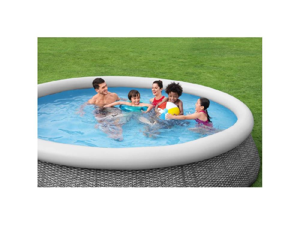 Vente Unique Piscine Gonflable Pour Enfants Bestway Fast Set Design Rotin Ø366x76 Cm Avec Épurateur à Cartouche De 1.249 L/h