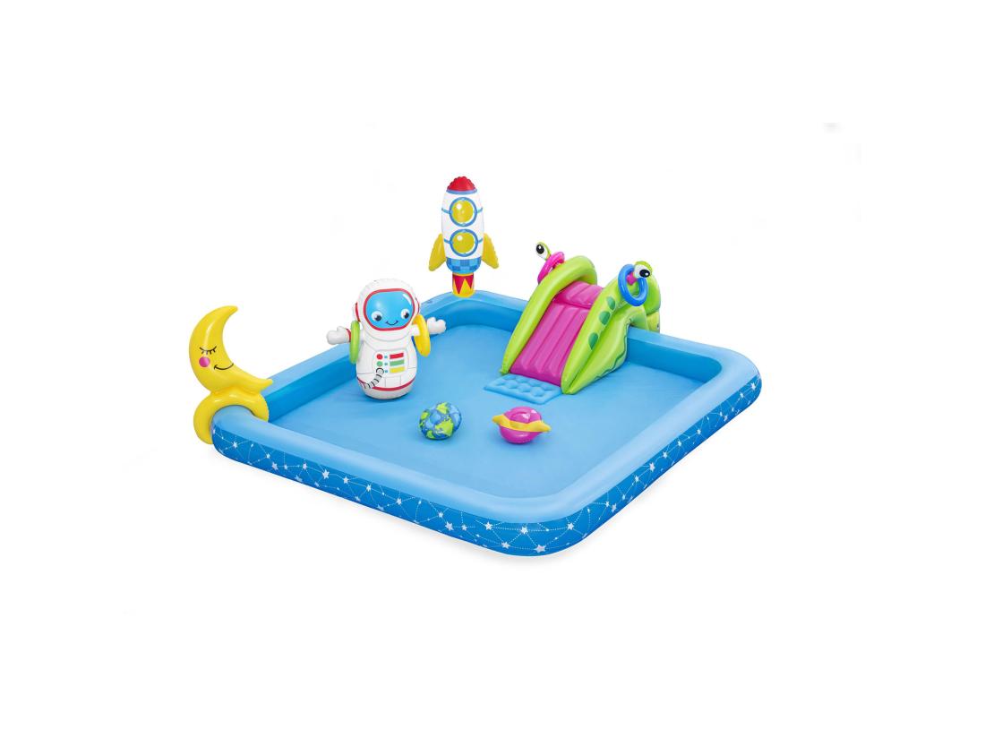 Vente Unique Piscine Gonflable Pour Enfants Bestway Petit Astronaute 228x206x84 Cm Toboggan Plus De 2 Ans