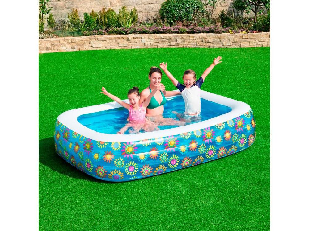 Vente Unique Piscine Gonflable Pour Enfants Bestway Rectangulaire Fleurs 229x152x56 Cm