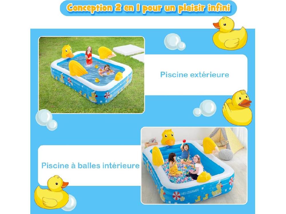 Vente Unique Piscine Gonflable Rectangulaire Piscine Familiale Pour Enfants Et Adultes Piscine Gonflable Sur Le Thème Du Canard Pour Cour Jardin à Partir De 3 Ans