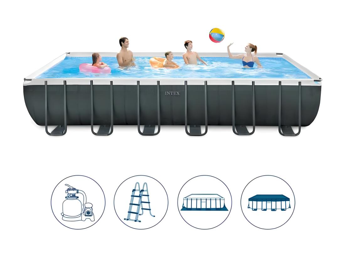 Vente Unique Piscine Hors Sol 732x366x132 Cm Avec Pompe échelle Et Accessoires