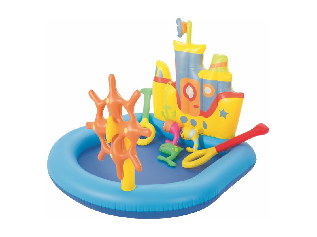 Vente Unique Piscine Hors-sol Gonflable Pour Enfants Bestway Bateau Remorqueur 140x130x104 Cm