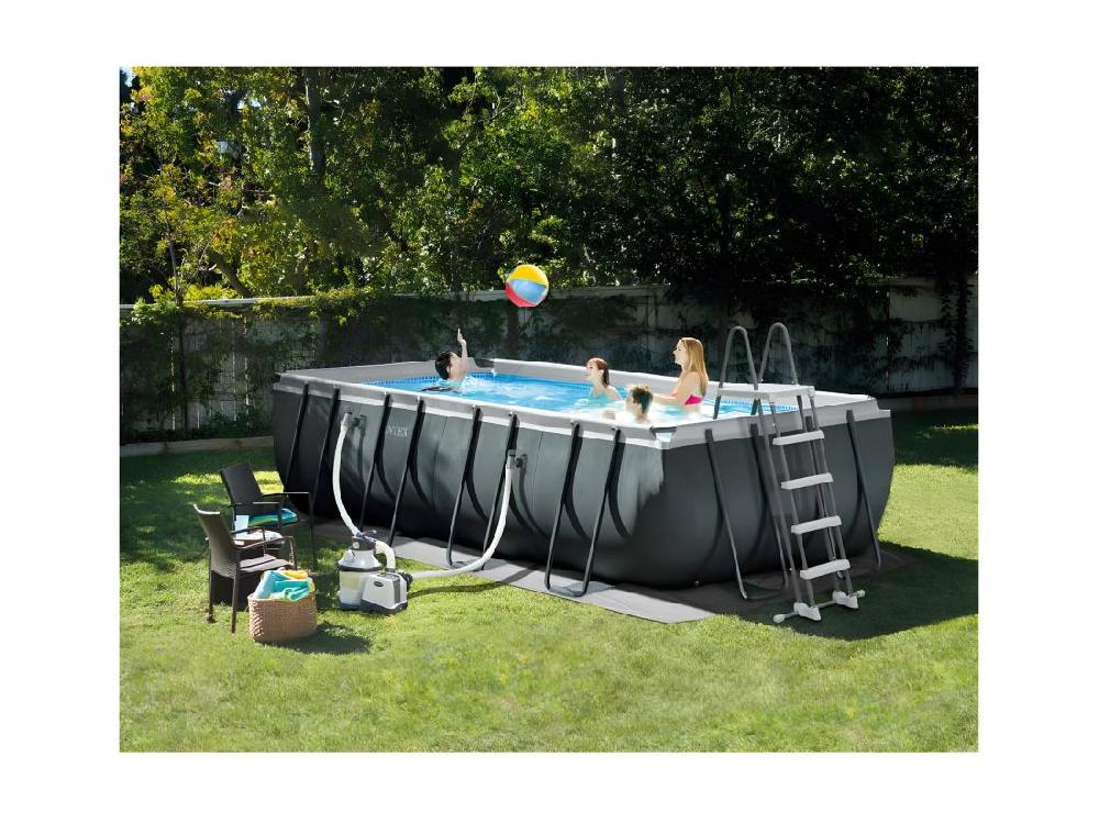 Vente Unique Piscine Hors Sol Rectangulaire 549x274x132 Cm Avec Pompe Et Accessoires