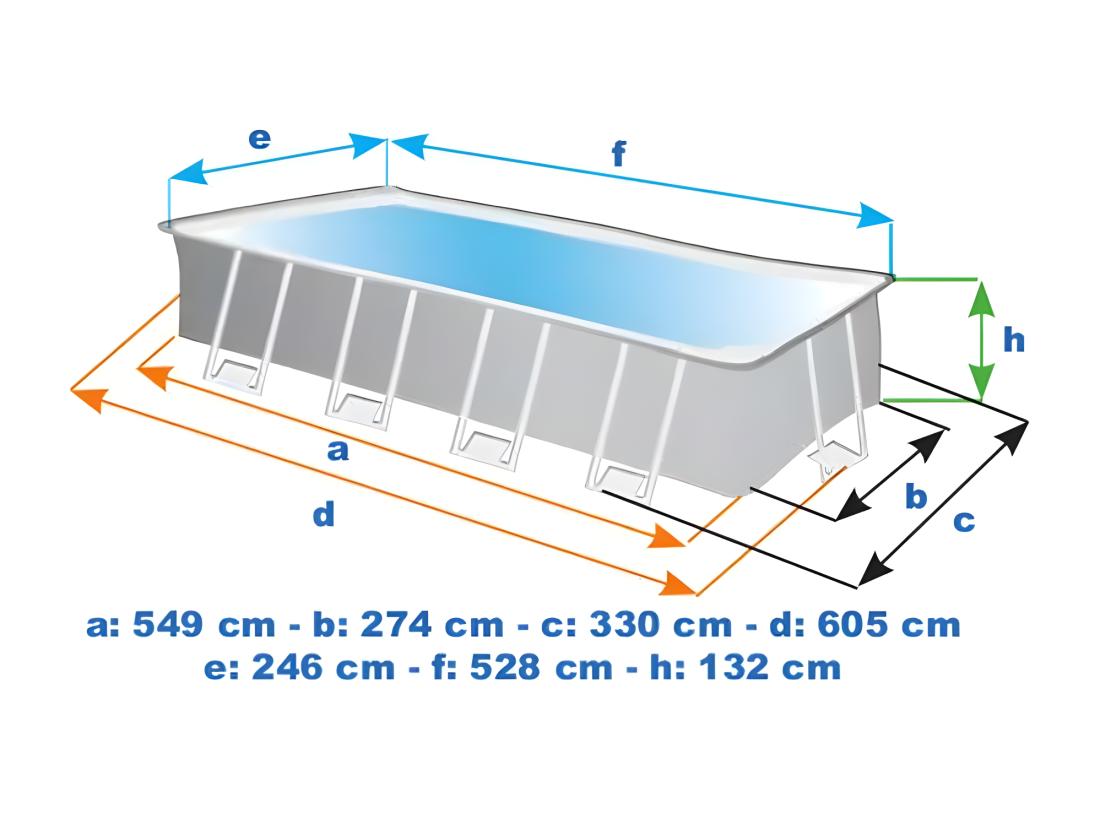 Vente Unique Piscine Hors Sol Rectangulaire 549x274x132 Cm Avec Pompe Et Accessoires