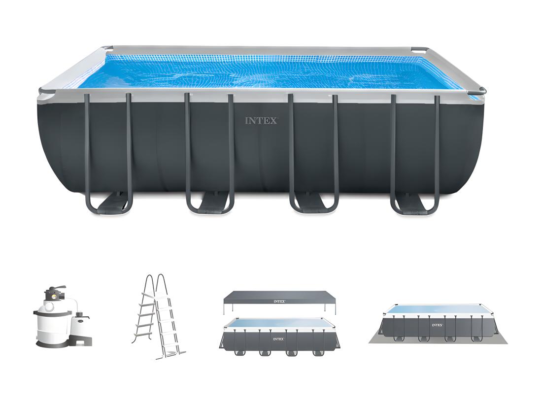 vente unique Piscine hors sol rectangulaire 549x274x132 cm avec pompe et accessoires