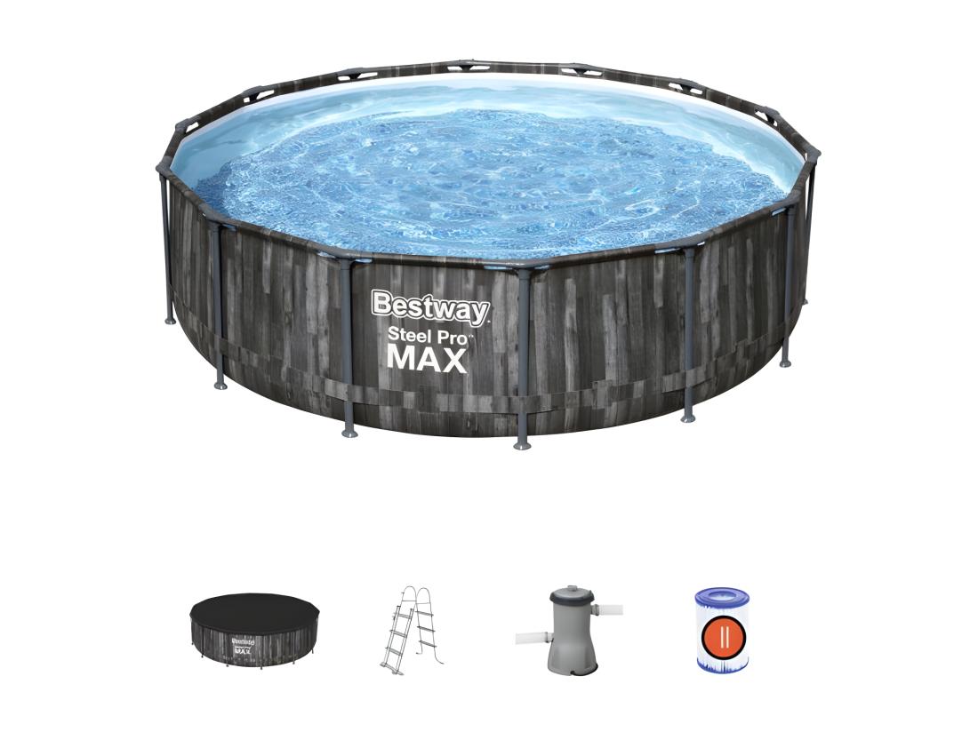 Vente Unique Piscine Hors Sol Steel Pro Max - 427 X 107 Cm - Filtre à Cartouche
