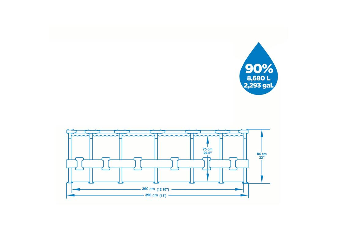 Vente Unique Piscine Hors-sol Tubulaire Bestway Steel Pro 396x84 Cm Épurateur à Cartouche De 2 006 L/H
