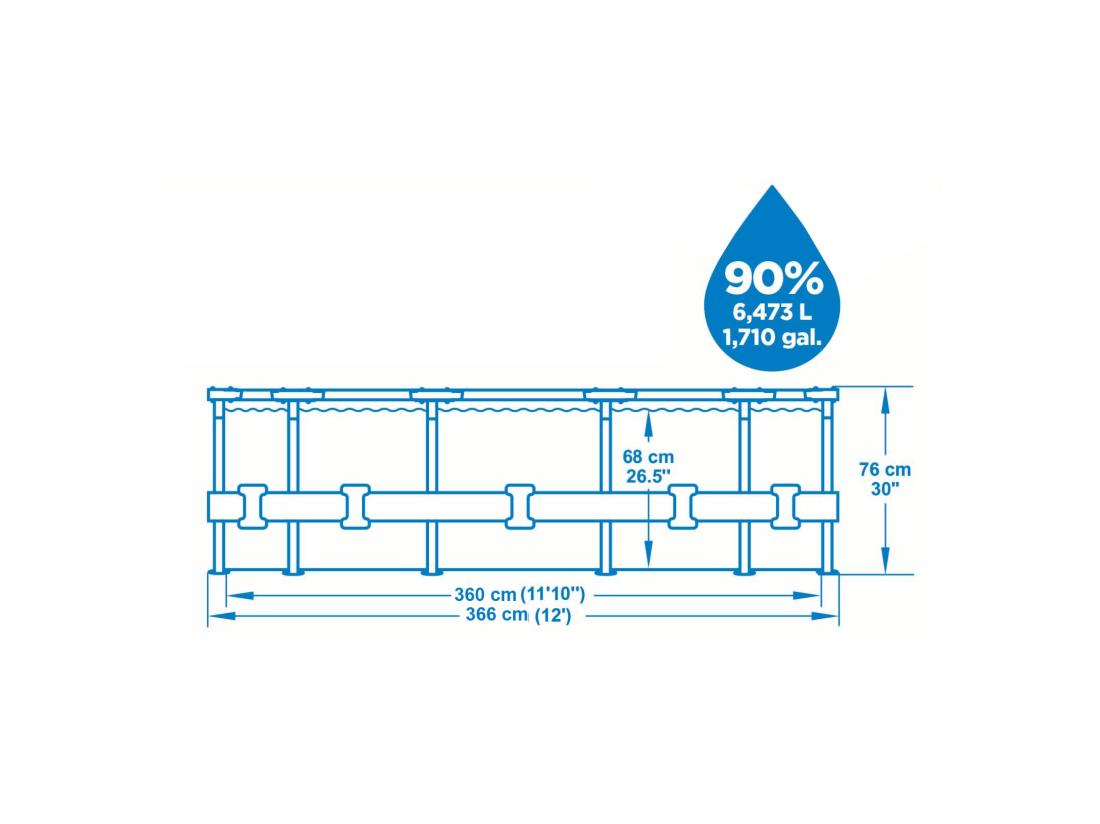 Vente Unique Piscine Hors-sol Tubulaire Bestway Steel Pro Max 366x76 Cm Épurateur à Cartouche De 1 249 L/H