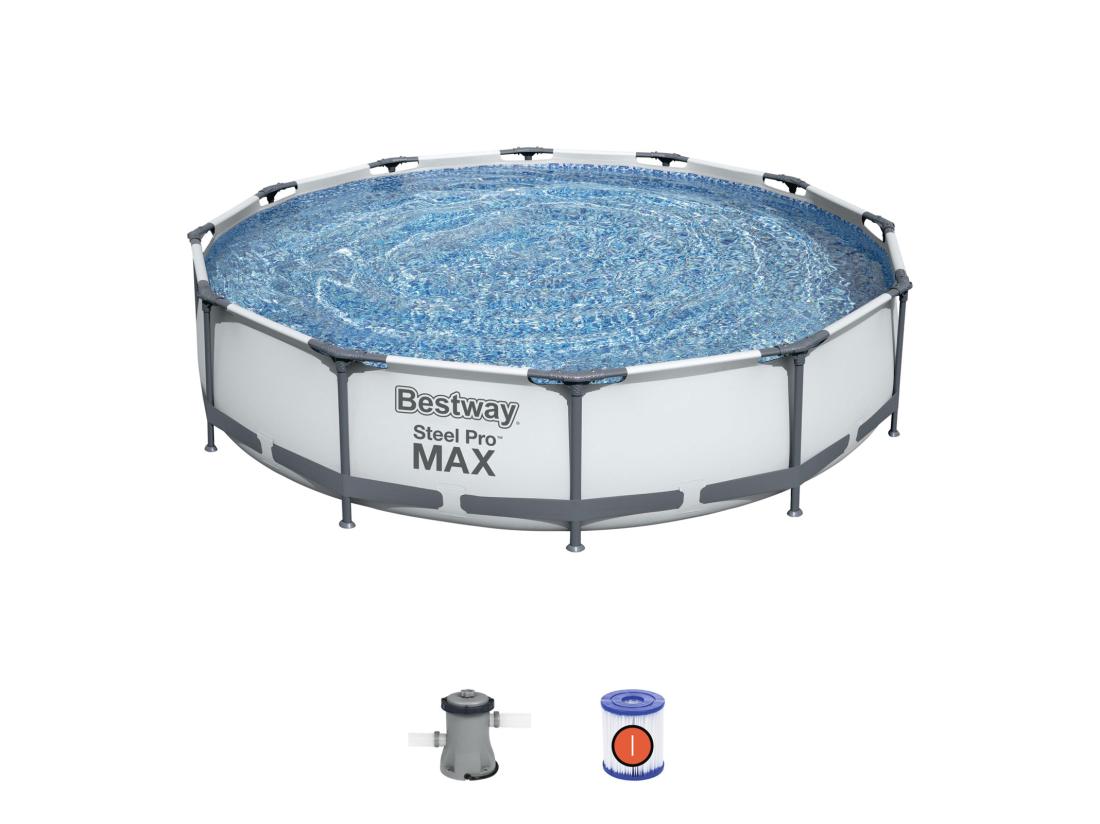 vente unique Piscine Hors-sol Tubulaire Bestway Steel Pro Max 366x76 cm Épurateur à Cartouche de 1 249 L/H