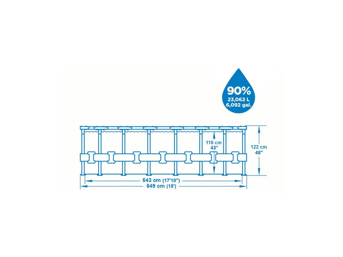 Vente Unique Piscine Hors-sol Tubulaire Bestway Steel Pro Max 549x122 Cm Épurateur à Cartouche De 5 678 L/H Bâche Et Échelle