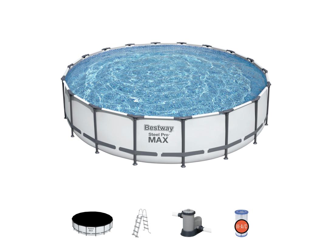 vente unique Piscine Hors-sol Tubulaire Bestway Steel Pro Max 549x122 cm Épurateur à Cartouche de 5 678 L/H Bâche et Échelle