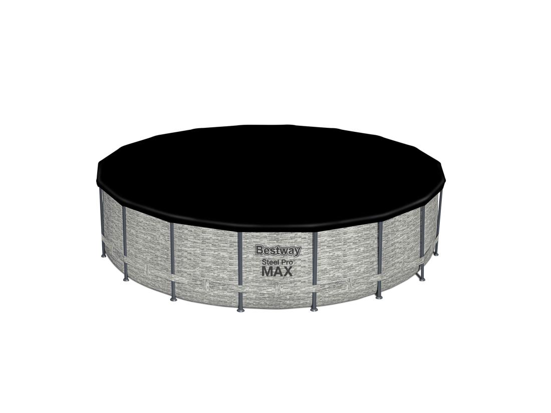 Vente Unique Piscine Hors Sol Tubulaire Bestway Steel Pro Max Design Pierre Ø549x122 Cm Épurateur à Cartouche 5.678L/H Bâche Échelle