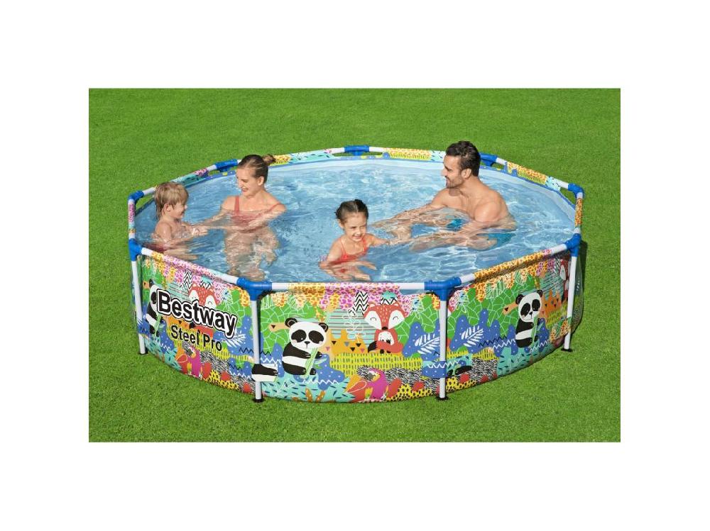 Vente Unique Piscine Hors-Sol Tubulaire Pour Enfants Bestway Steel Pro 274X66 Cm Design Animaux