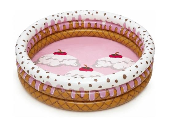 vente unique Piscine pataugeoire 3 anneaux gonflables ronde - Sundae Funday - 160 x 38 cm