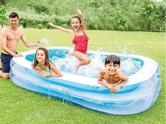 Vente Unique Piscine Rectangulaire 2 Anneaux 262x175x56cm 2 Chambre A Air. Intex