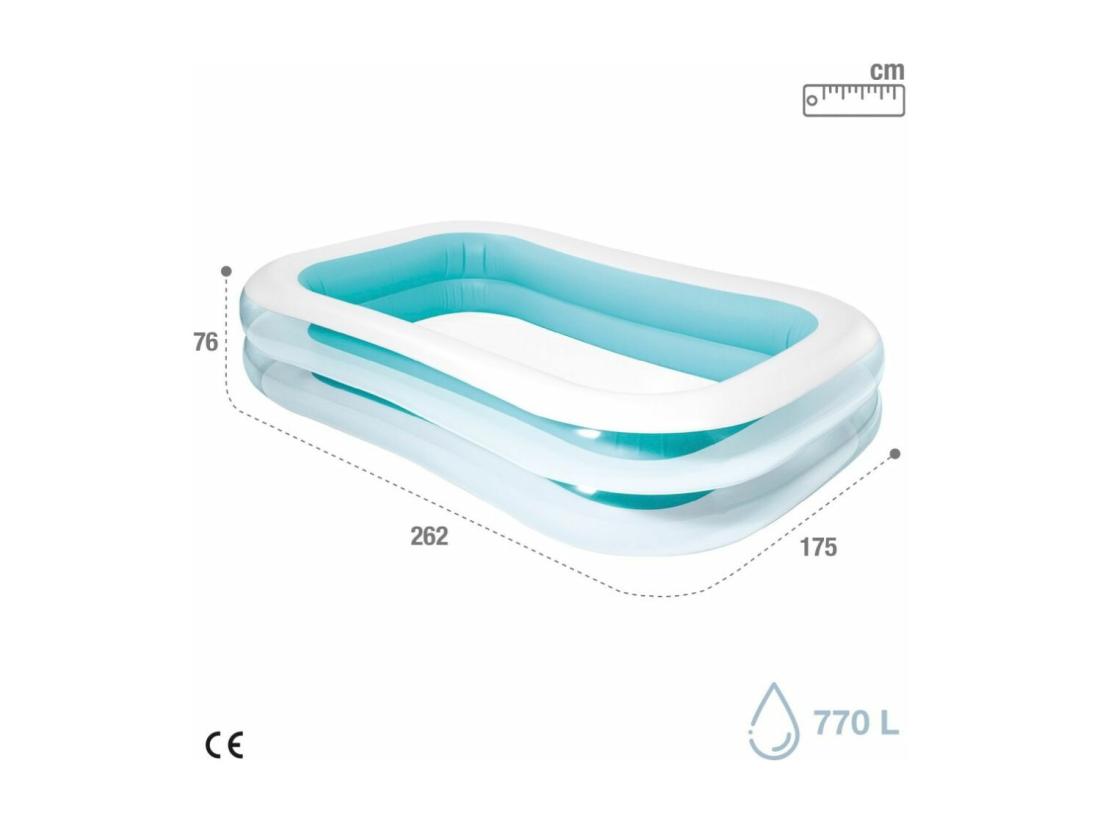 Vente Unique Piscine Rectangulaire 2 Anneaux 262x175x56cm 2 Chambre A Air. Intex