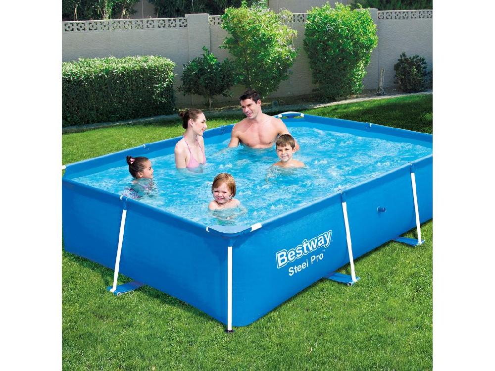 Vente Unique Piscine Rectangulaire Deluxe Splash Frame - 259 X 170 X 61 Cm - Bleu
