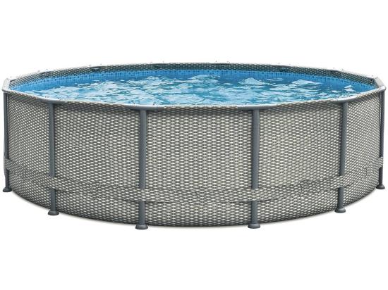Vente Unique Piscine Tubulaire "Elite" Liner Imprimé - Ø 4.88 X 1.22 M - Avec Filtration