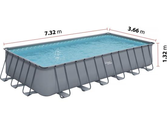 Vente Unique Piscine Tubulaire Grise - "LUDO 5" - 7.32 X 3.66 X 1.32 M - Sans Filtration