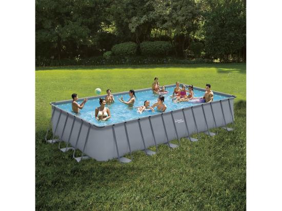 vente unique Piscine tubulaire grise - "LUDO 5" - 7.32 x 3.66 x 1.32 m - sans filtration