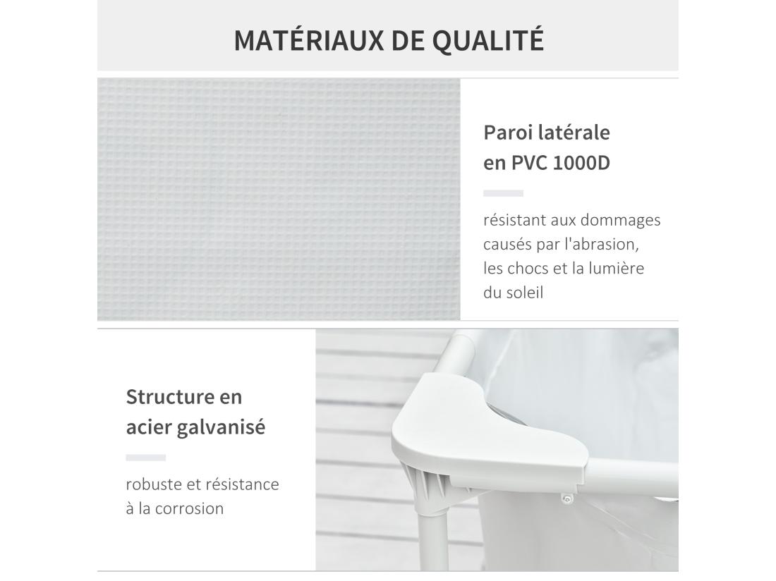 Vente Unique Piscine Tubulaire Hors Sol Rectangulaire Cadre En Métal Avec Filtre 292L X 190l X 75H Cm Gris