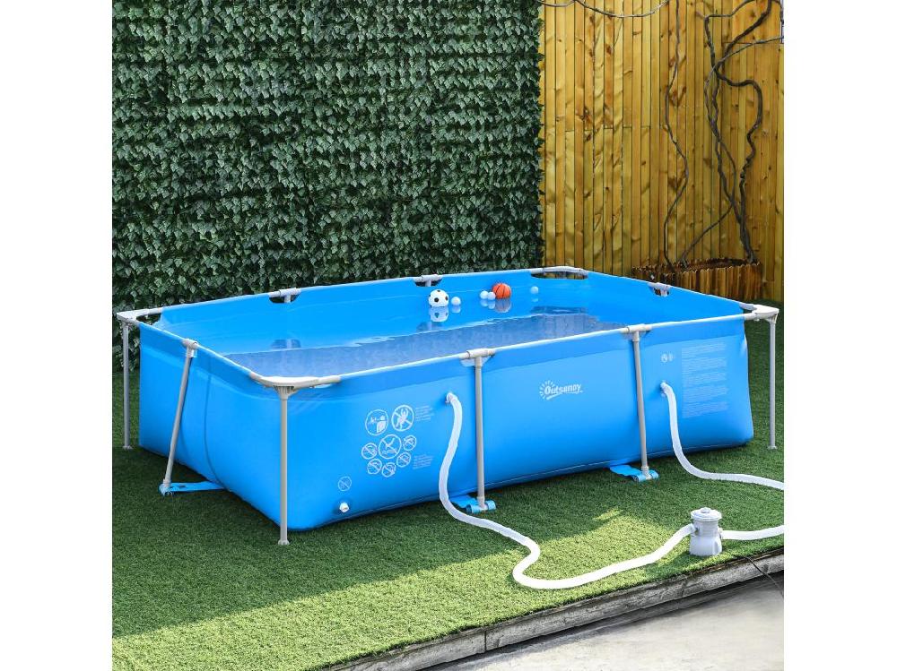 Vente Unique Piscine Tubulaire Hors Sol Rectangulaire Cadre En Métal Avec Filtre 292L X 190l X 75H Cm Bleu