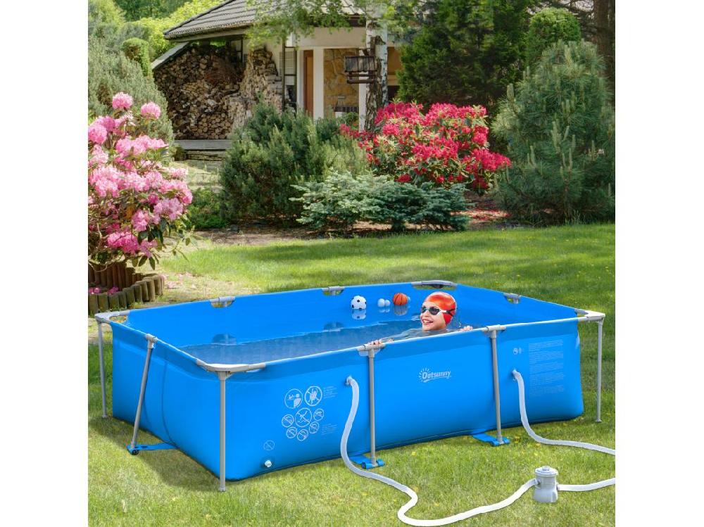 Vente Unique Piscine Tubulaire Hors Sol Rectangulaire Cadre En Métal Avec Filtre 292L X 190l X 75H Cm Bleu