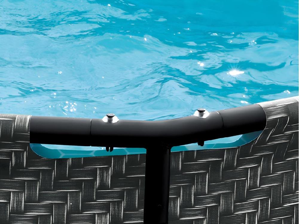Vente Unique Piscine Tubulaire Ovale Effet Chevrons Gris Foncé Avec Pompe Filtrante à Cartouche - L424 X P250 X H100 Cm - SALAMANQUE
