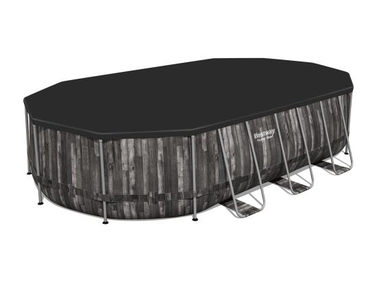 Vente Unique Piscine Tubulaire Power Steel Décor Bois Ovale 6 10 X 3 66 X 1 22 M - Bestway