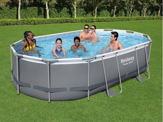 Vente Unique Piscine Tubulaire Power Steel Ovale 4 88 X 3 05 X1 07 M - Bestway