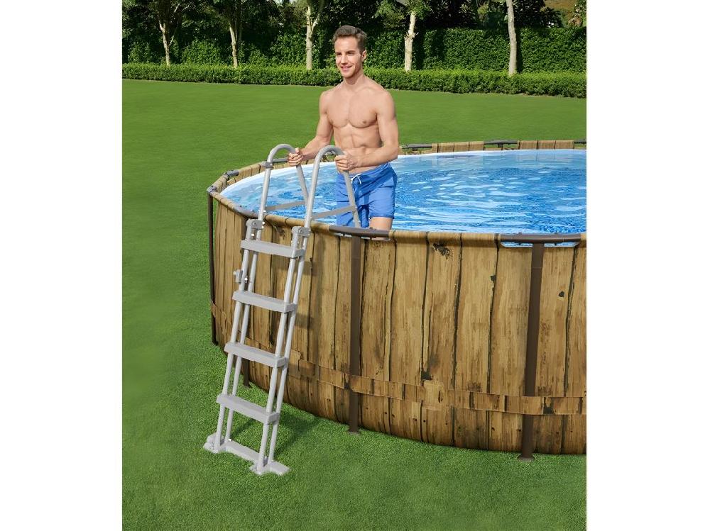 Vente Unique Piscine Tubulaire Power Steel SwimVista Avec Hublots Ronde 4 88 X 1 22 M - Bestway