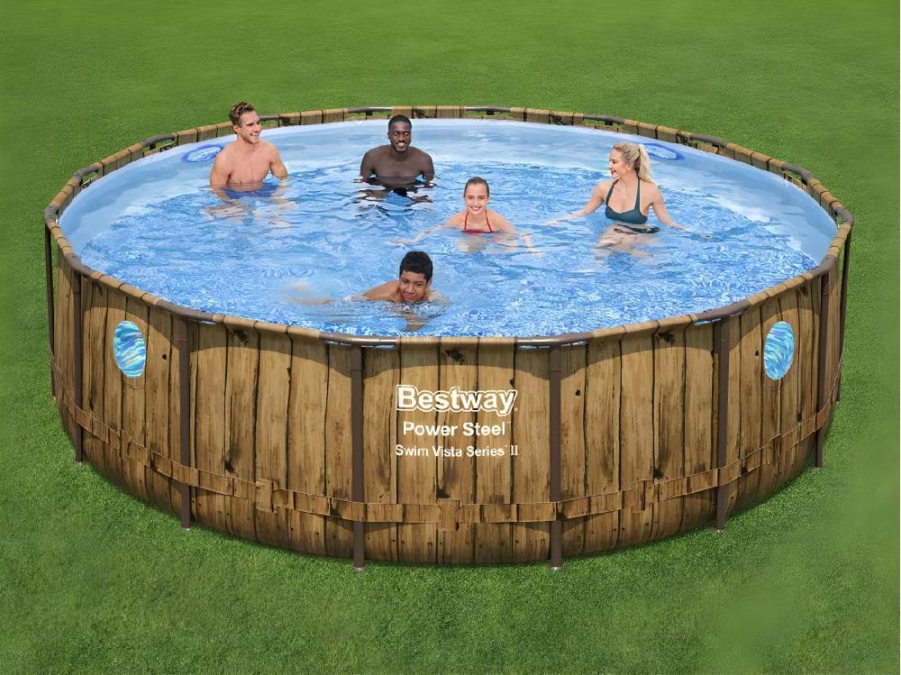 vente unique Piscine tubulaire Power Steel SwimVista avec hublots ronde 4 88 x 1 22 m - Bestway