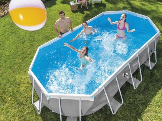 Vente Unique Piscine Tubulaire Prism Frame Ovale 5 03 X 2 74 X 1 22 M - Intex