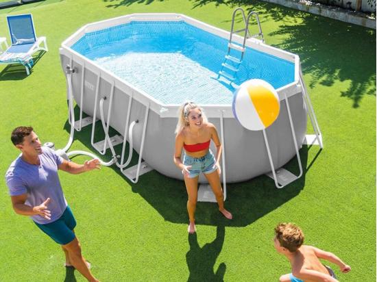 Vente Unique Piscine Tubulaire Prism Frame Ovale 5 03 X 2 74 X 1 22 M - Intex