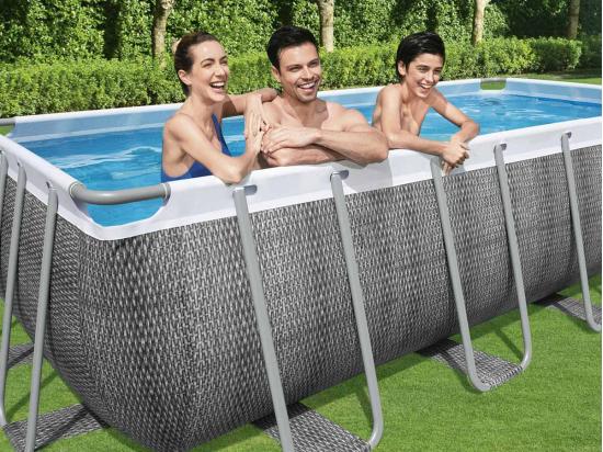 Vente Unique Piscine Tubulaire Rectangulaire Power Steel 5 49 X 2 74 X 1 22 M - Bestway