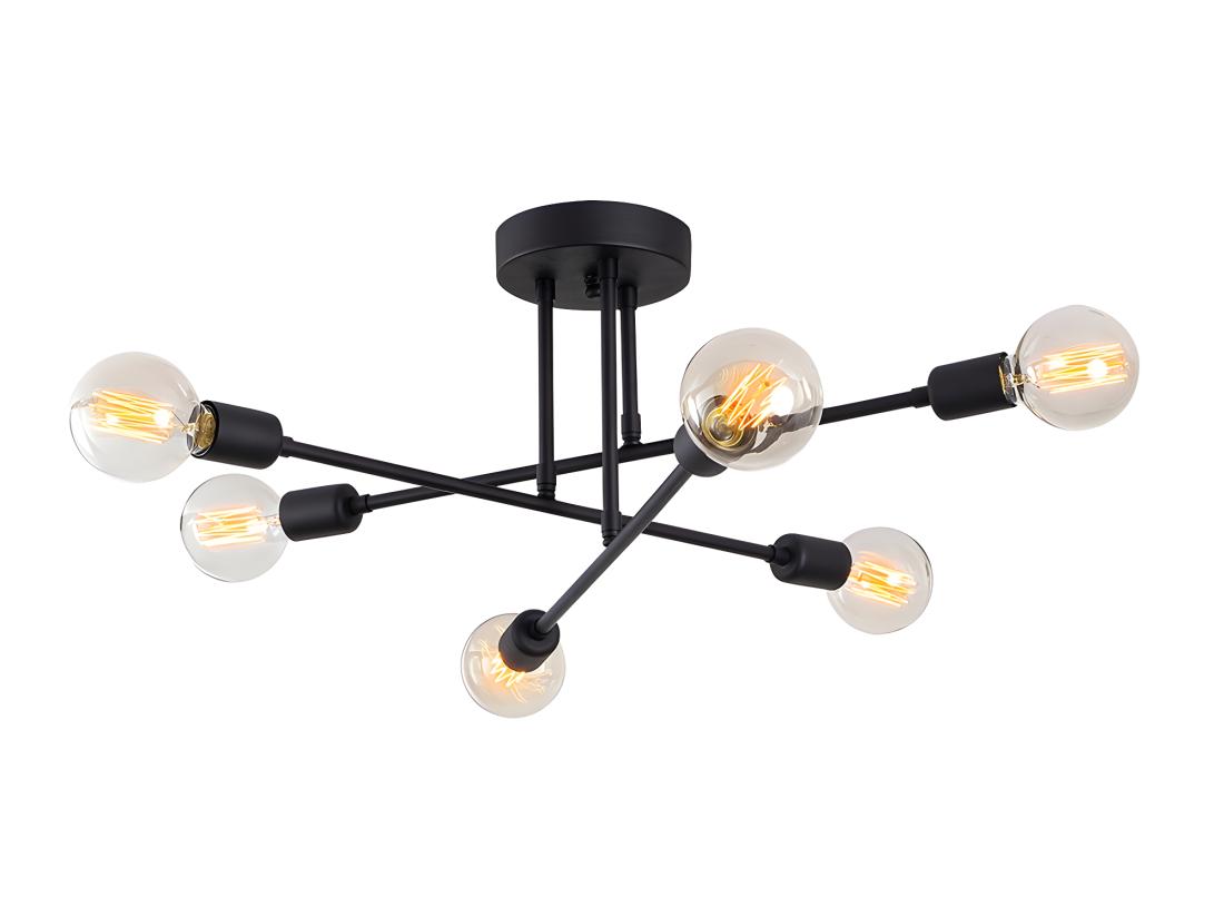 Vente Unique Plafonnier En Métal - 3 Bras - L. 64 Cm X H. 30 Cm - Noir - FLOWERA