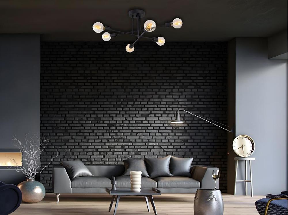 Vente Unique Plafonnier En Métal - 3 Bras - L. 64 Cm X H. 30 Cm - Noir - FLOWERA