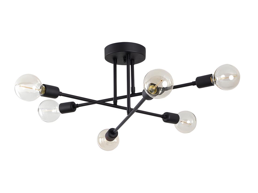 vente unique Plafonnier en métal - 3 bras - L. 64 cm x H. 30 cm - Noir - FLOWERA
