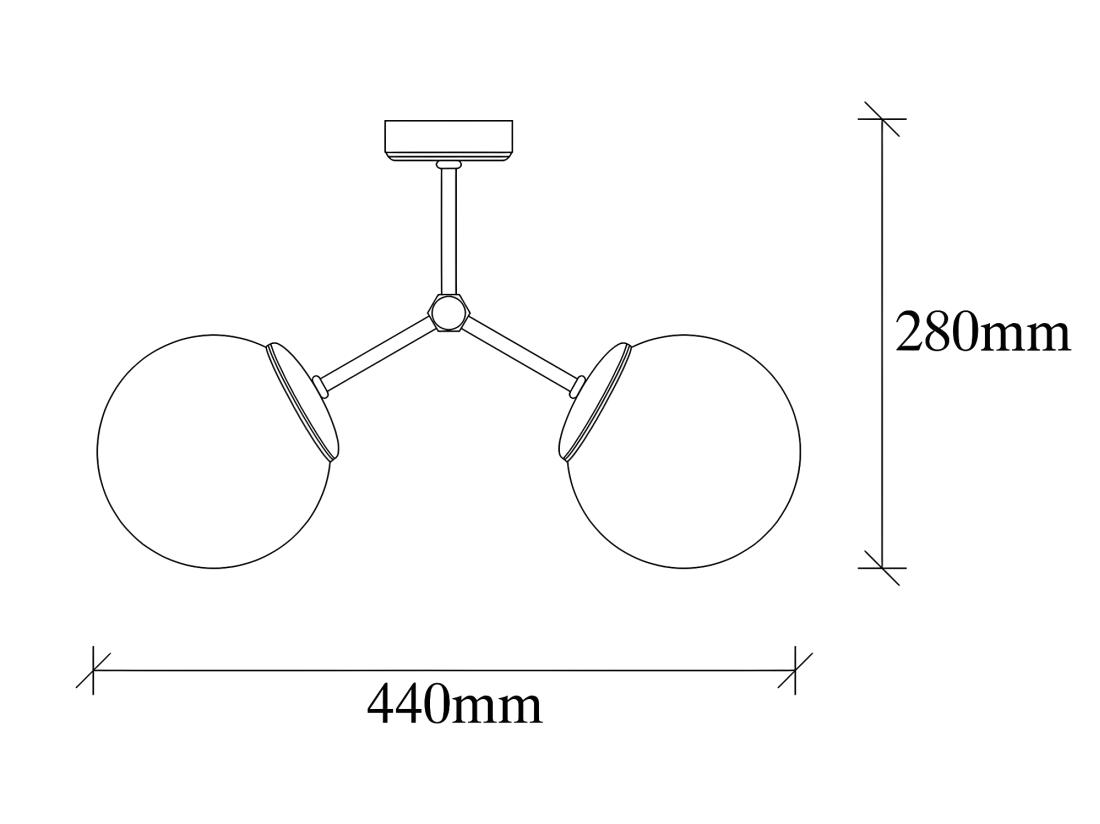 Vente Unique Plafonnier En Métal à 2 Globes - L.44 X H.28 Cm - Doré Et Blanc - DAMAR