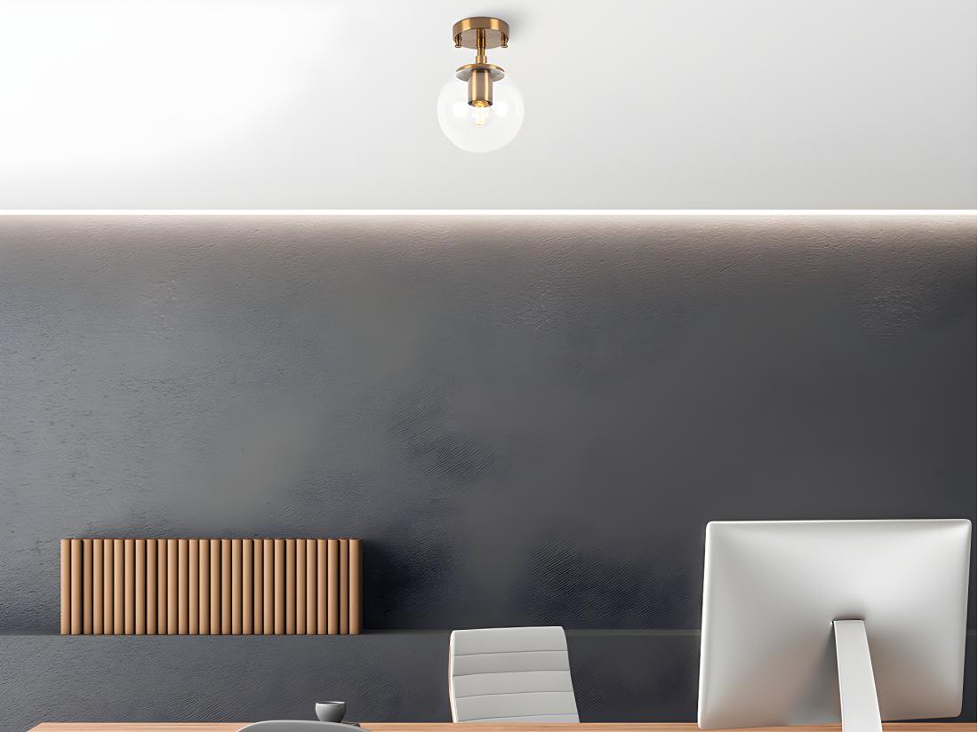 Vente Unique Plafonnier En Métal Avec Globe - D. 15 X H. 23 Cm - Vintage - BARLATI