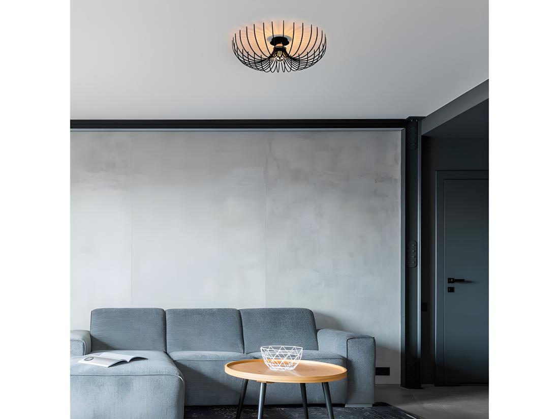 vente unique Plafonnier filaire en métal - D. 56 x H. 16 cm - Noir - ASPENDOS