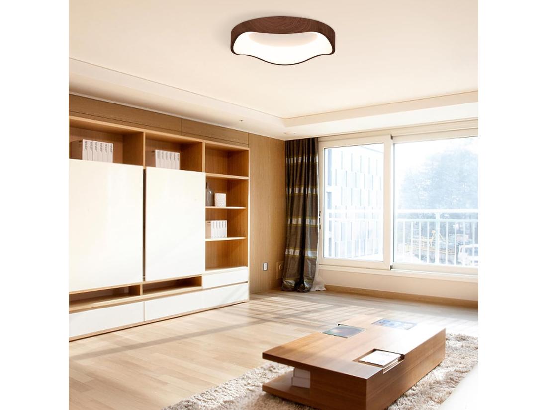 Vente Unique Plafonnier Led 24w éclairage De Plafond 3000k à Lumière Chaude ø41 5cm Marron