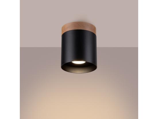 Vente Unique Plafonnier Rif Scandinave En Bois/aluminium - 1 Sources Lumineuses - L.12 X H.14 Cm - Noir/bois Naturel