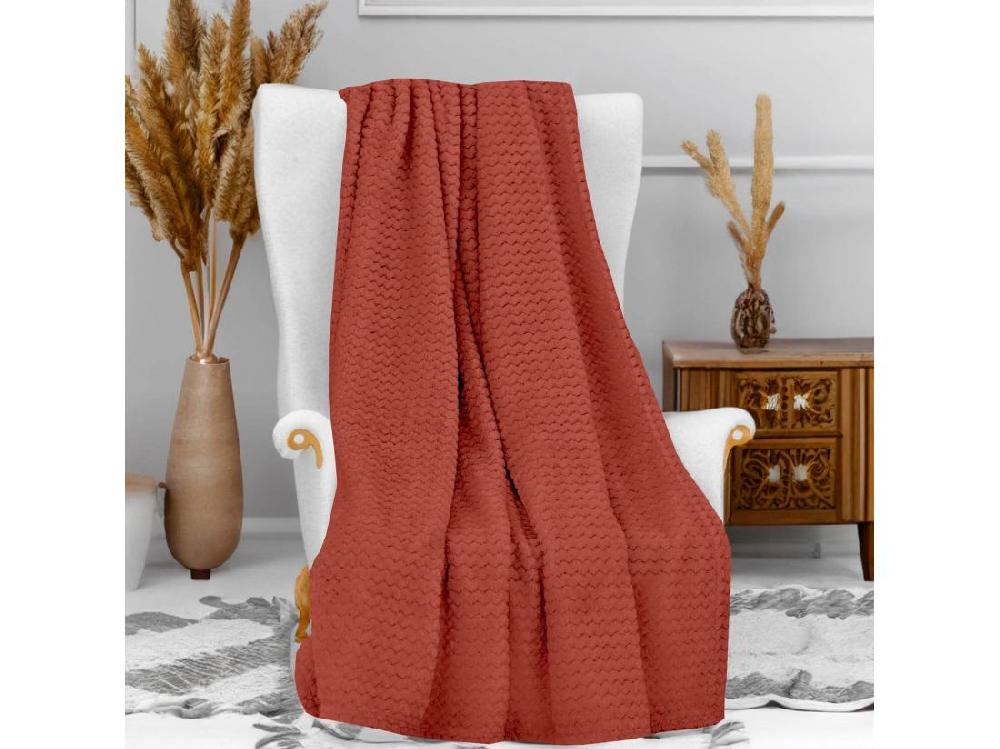 Vente Unique Plaid Cocooning 120x160 Cm Rouge Terracotta