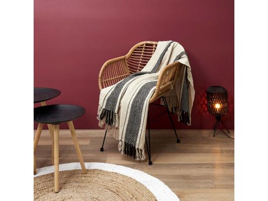 vente unique Plaid Déco à Rayures "Berbère" 120x150cm Écru