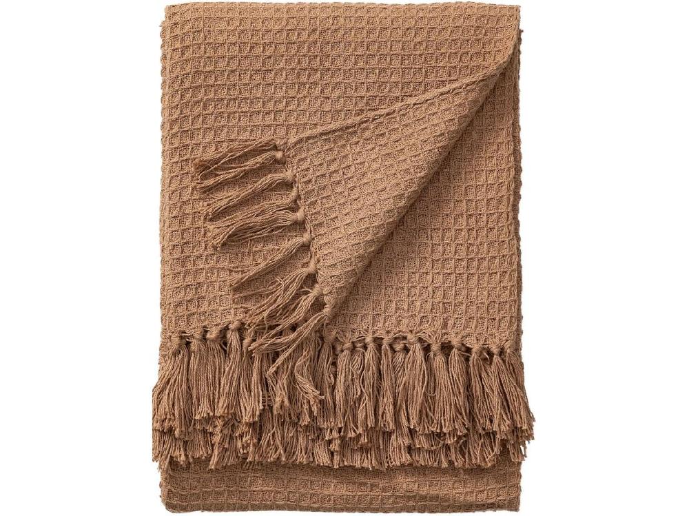 vente unique Plaid en coton Amalia Marron clair 125x150 cm