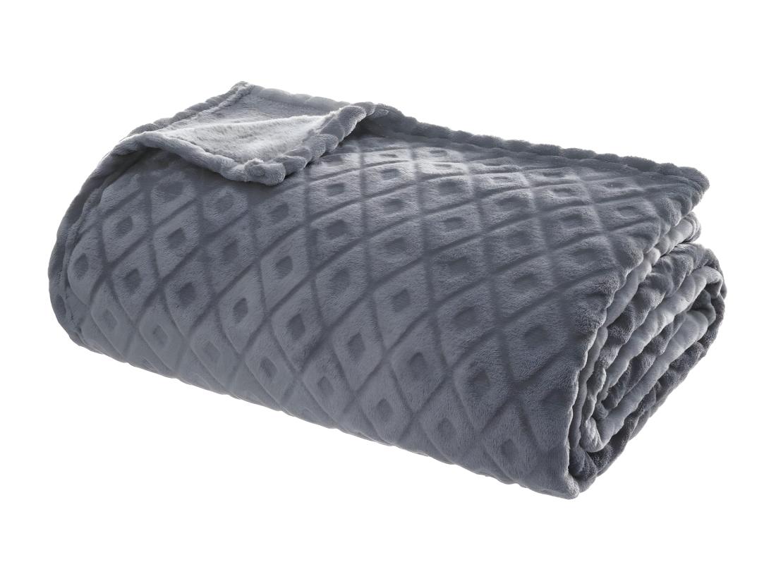 vente unique Plaid Gris motif losange en relief 180 x 230 cm