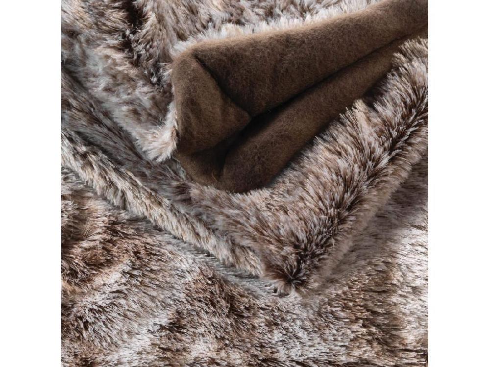 vente unique Plaid Imitation Fourrure "Antartic" 180x220cm Chocolat
